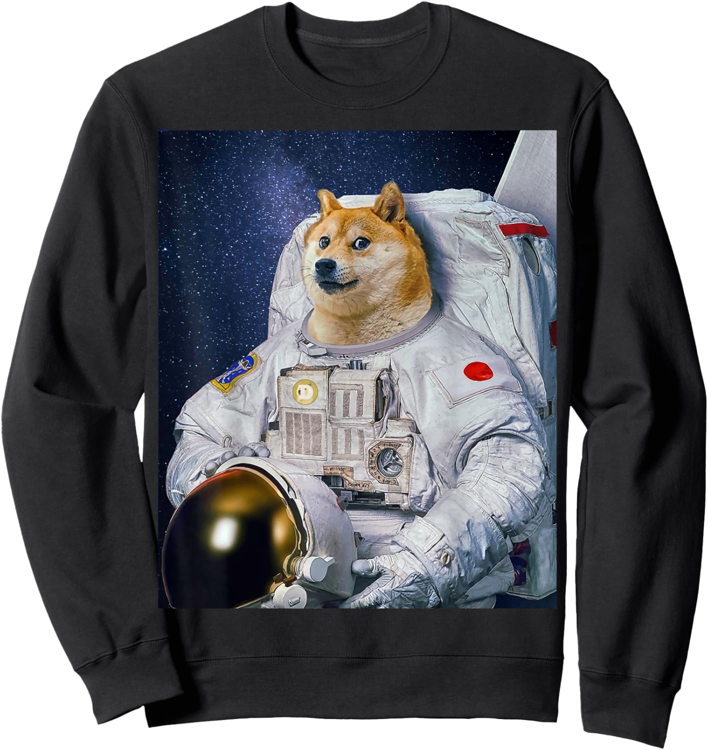 Cute Shiba Inu Doge Astronaut To The Moon Funny Sweatshirt - Sweatshirt | Black