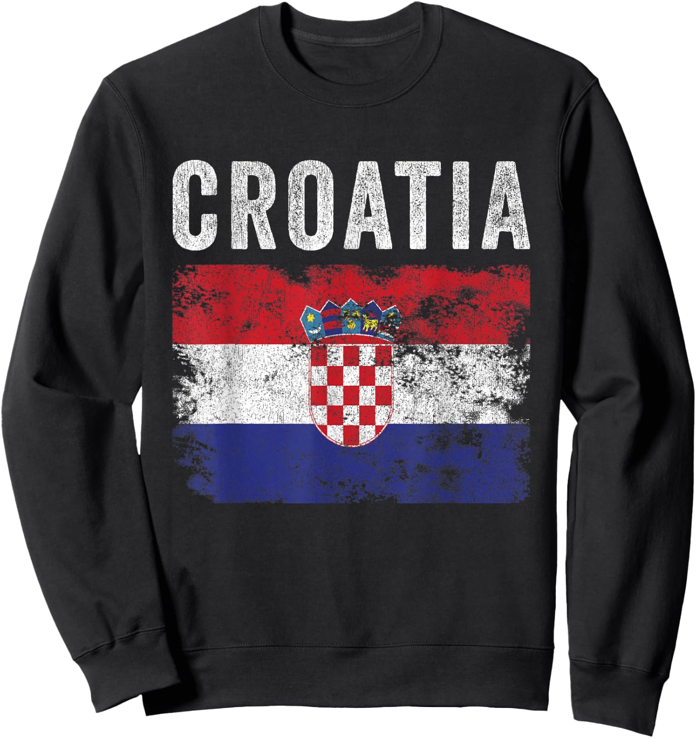 Croatia Flag Distressed - Men Women Kids - Croatian Flag Sweatshirt - Sweatshirt | Black