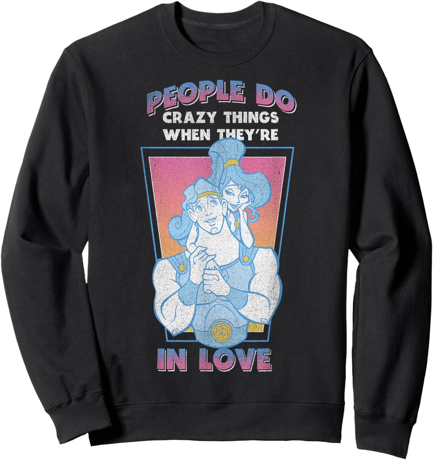 Disney Hercules Valentine's Day Vintage Megara in Love Sweatshirt - Sweatshirt | Black