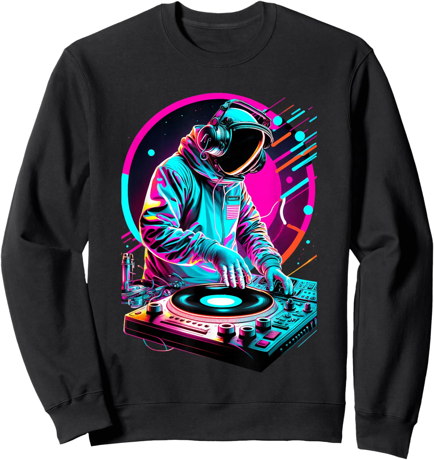 Astronaut DJ, DJing in Space, EDM cool Graphic Sweatshirt - Sweatshirt | Black