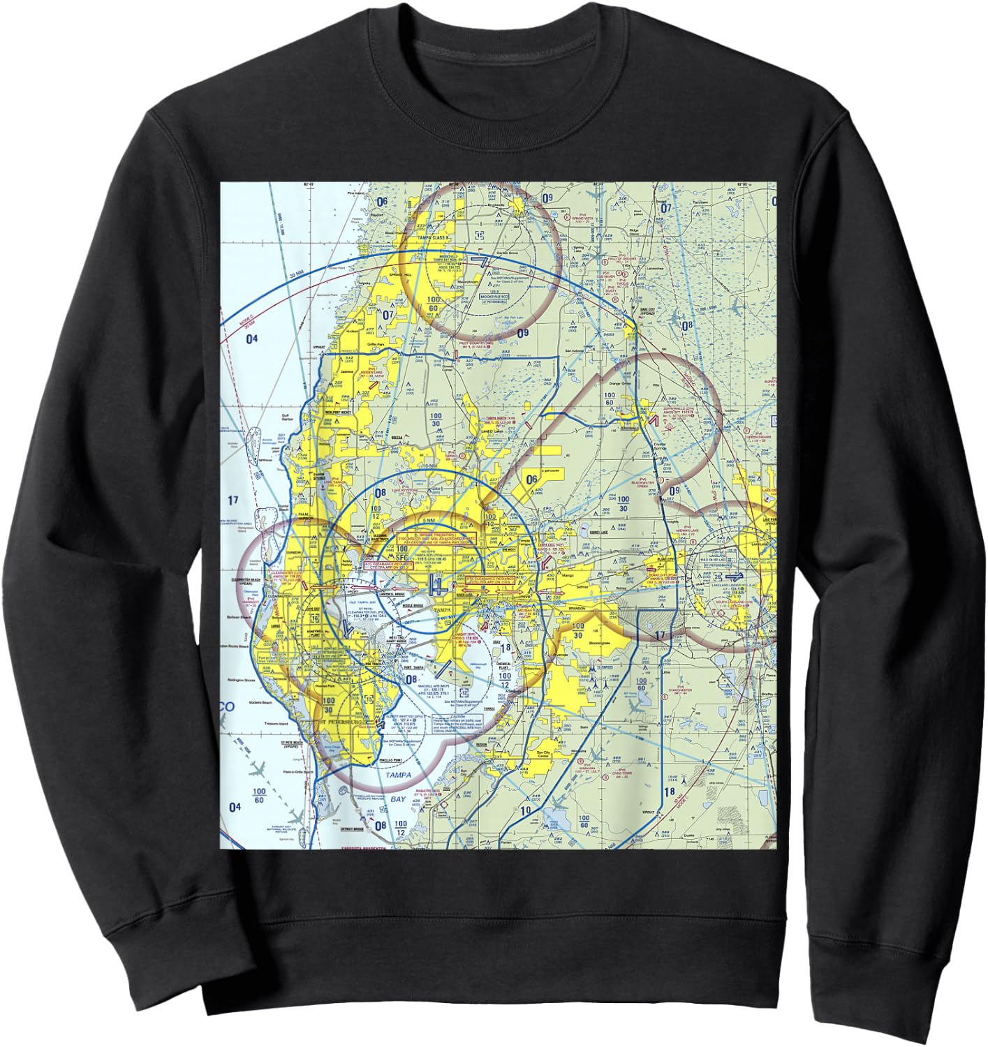 Aeronautical VFR Sectional Chart - Tampa Sweatshirt - Sweatshirt | Black