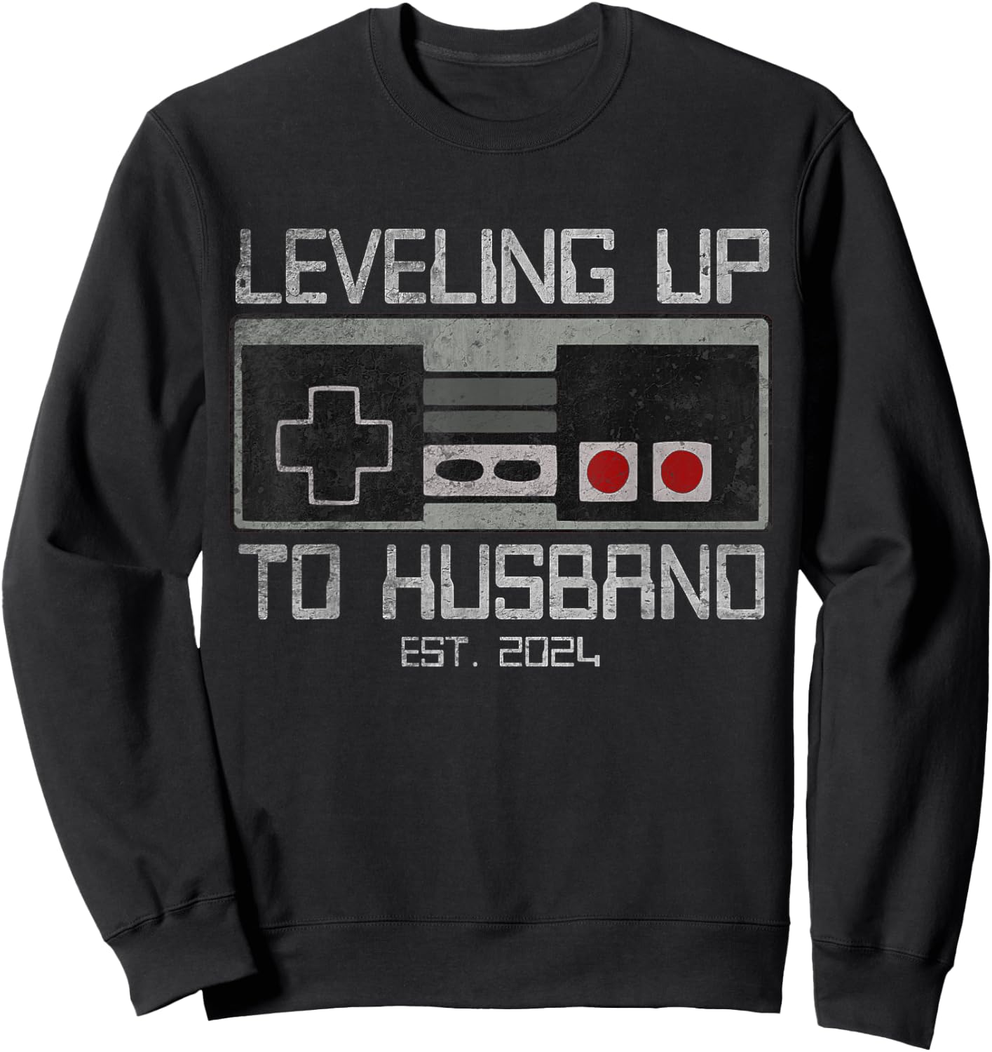 Leveling Up To Future Husband 2024 Bachelor Party Groom Sweatshirt - Sweatshirt | Black