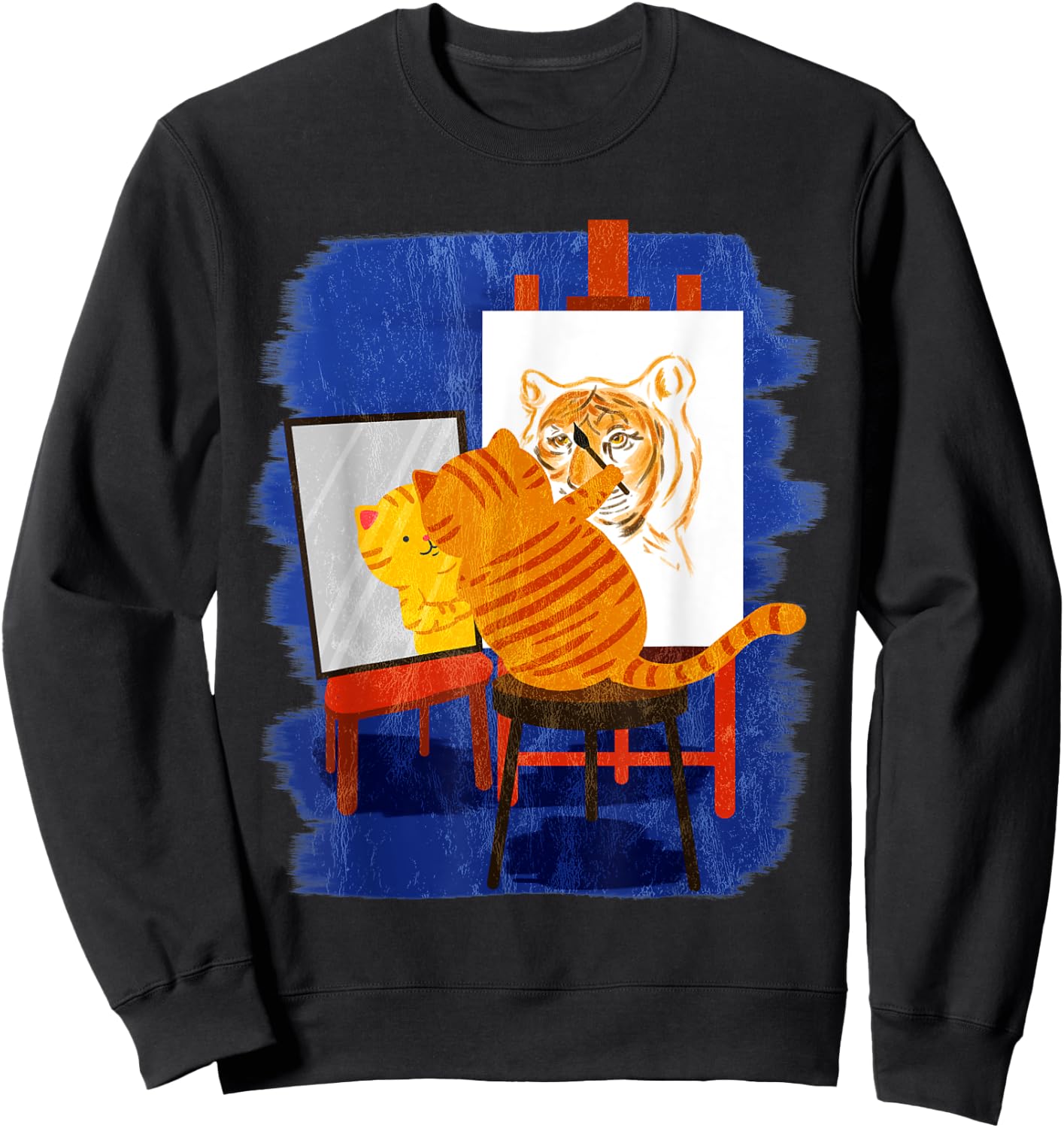 Cute Artistic Cat - Cute Cat Painting Lion Art Sweatshirt - Sweatshirt | Black