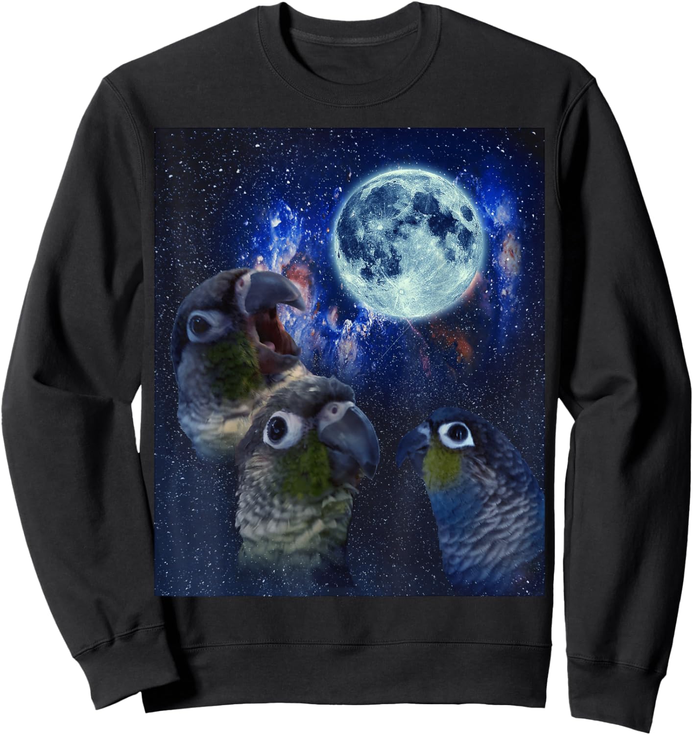 Conures howling at the moon Sweatshirt - Sweatshirt | Black