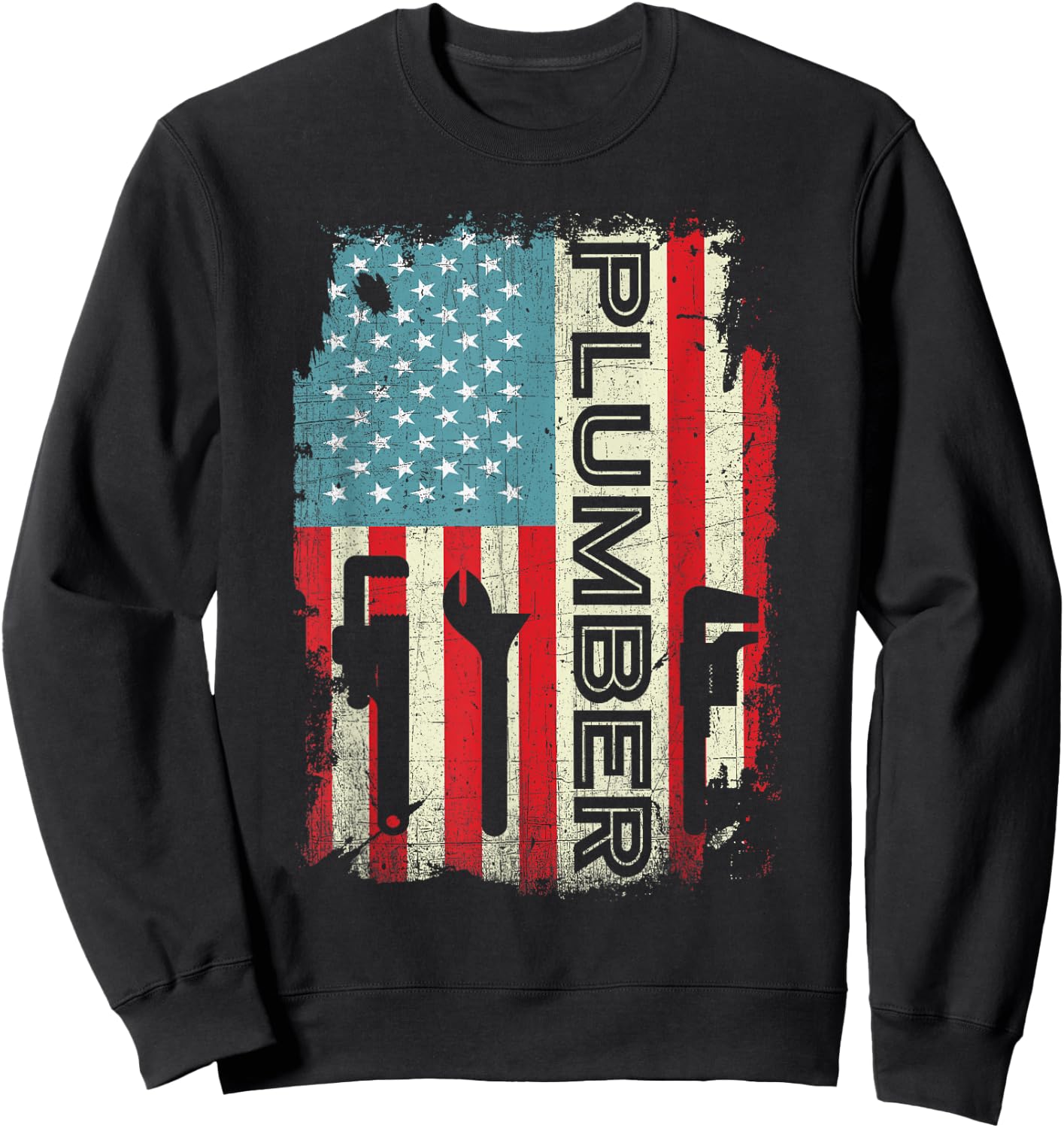 Patriotic Plumber 4th of July Plumber Plumber Gifts Men Sweatshirt - Sweatshirt | Black