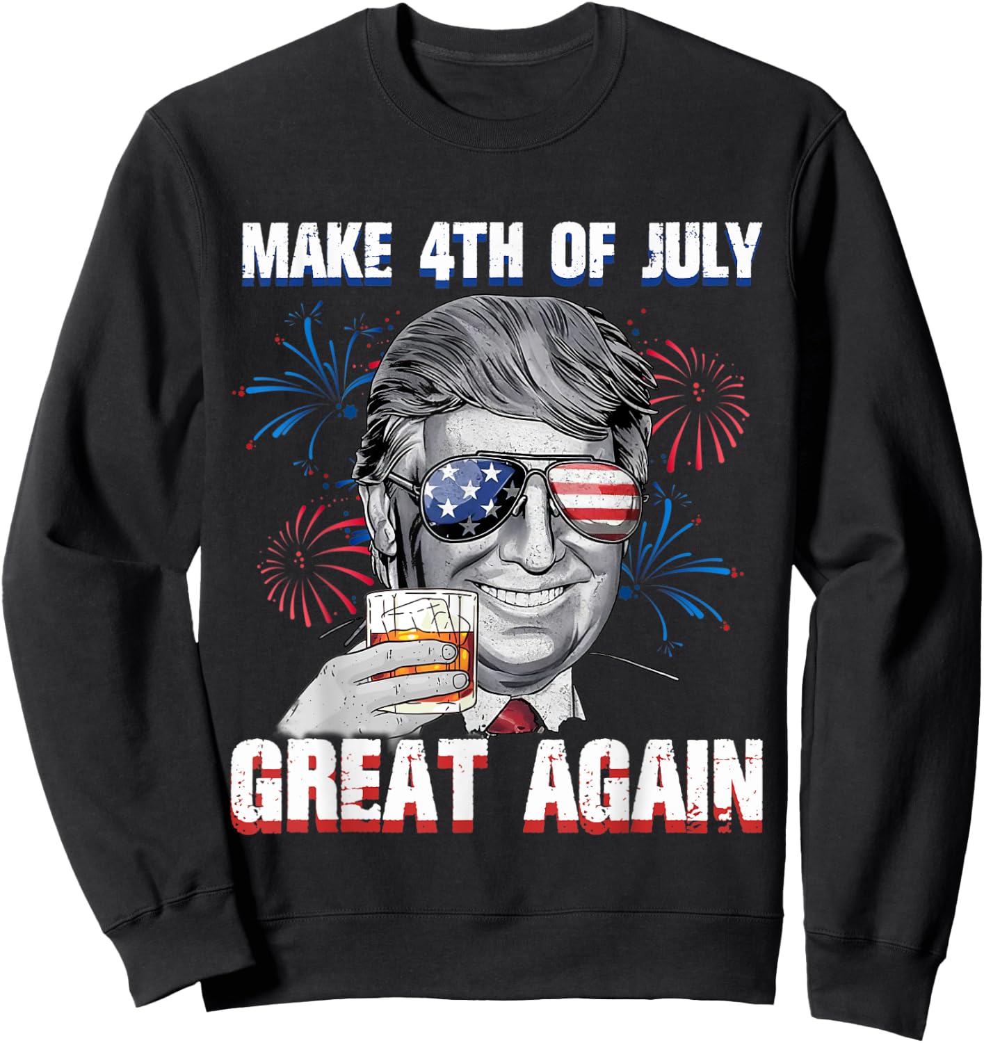 Make 4th Of July Great Again Funny Trump Men Drinking Beer Sweatshirt - Sweatshirt | Black