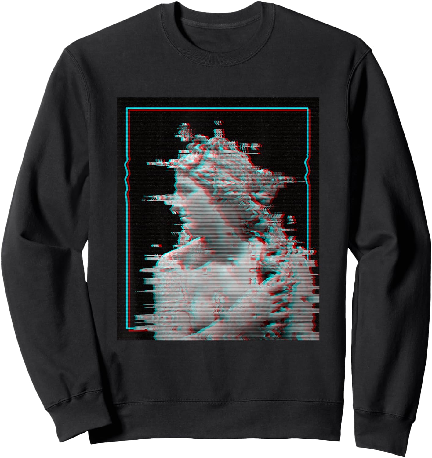 Greek Statue Glitch | Retro Vaporwave Aesthetic 80s 90s Sweatshirt - Sweatshirt | Black