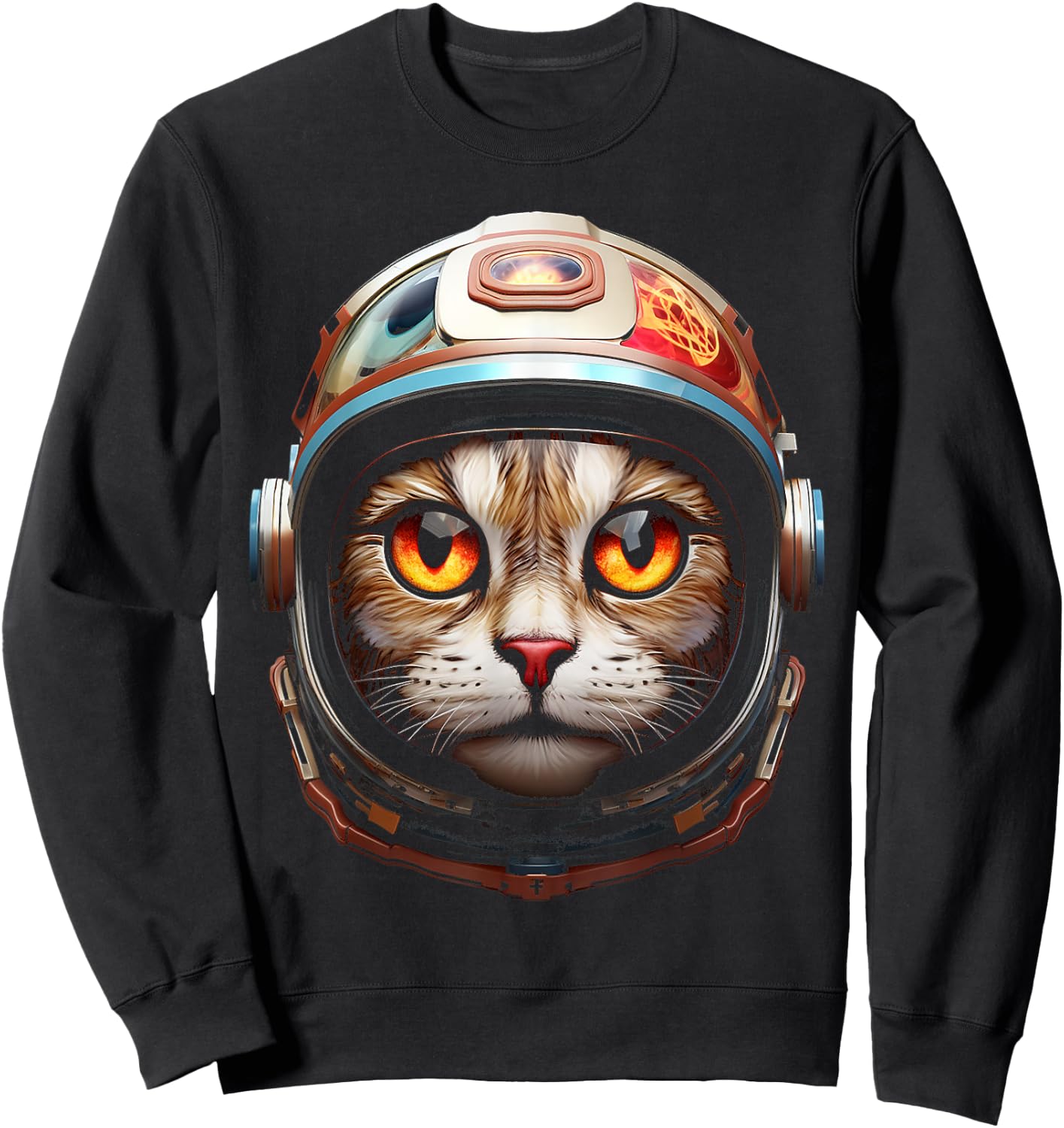 Cat Astronaut Fantasy Graphic Animal Art Cat Sweatshirt - Sweatshirt | Black