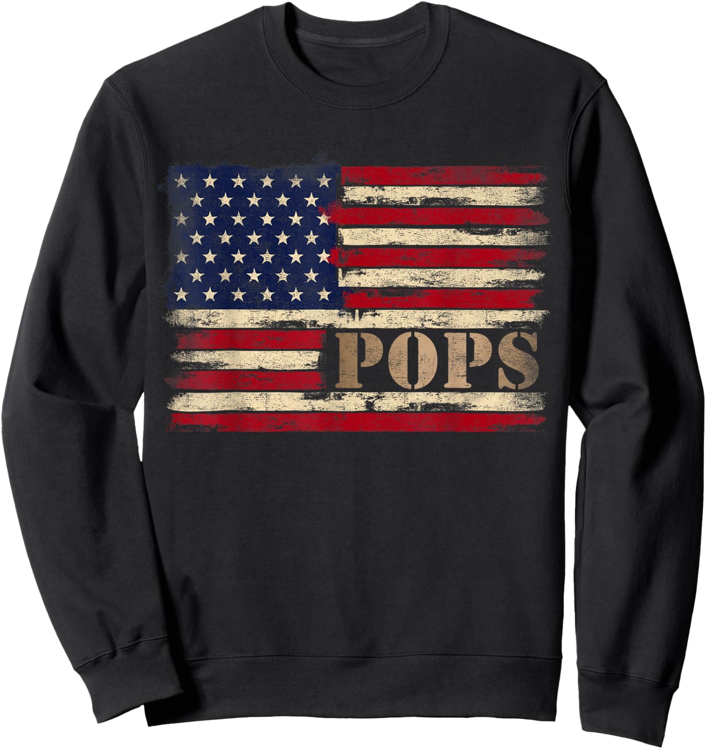 Retro Pops Bold Text USA Flag Fathers Day Grandpa Sweatshirt - Sweatshirt | Black
