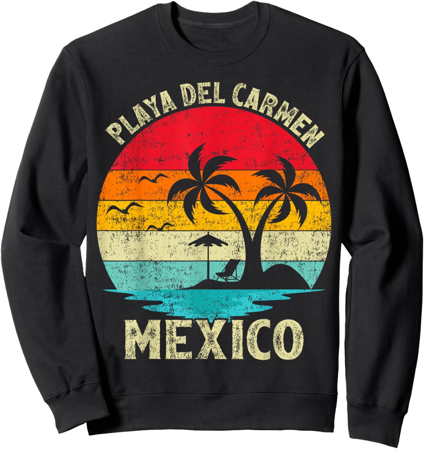 Family Vacation Vintage Retro Mexico Playa Del Carmen Beach Sweatshirt - Sweatshirt | Black