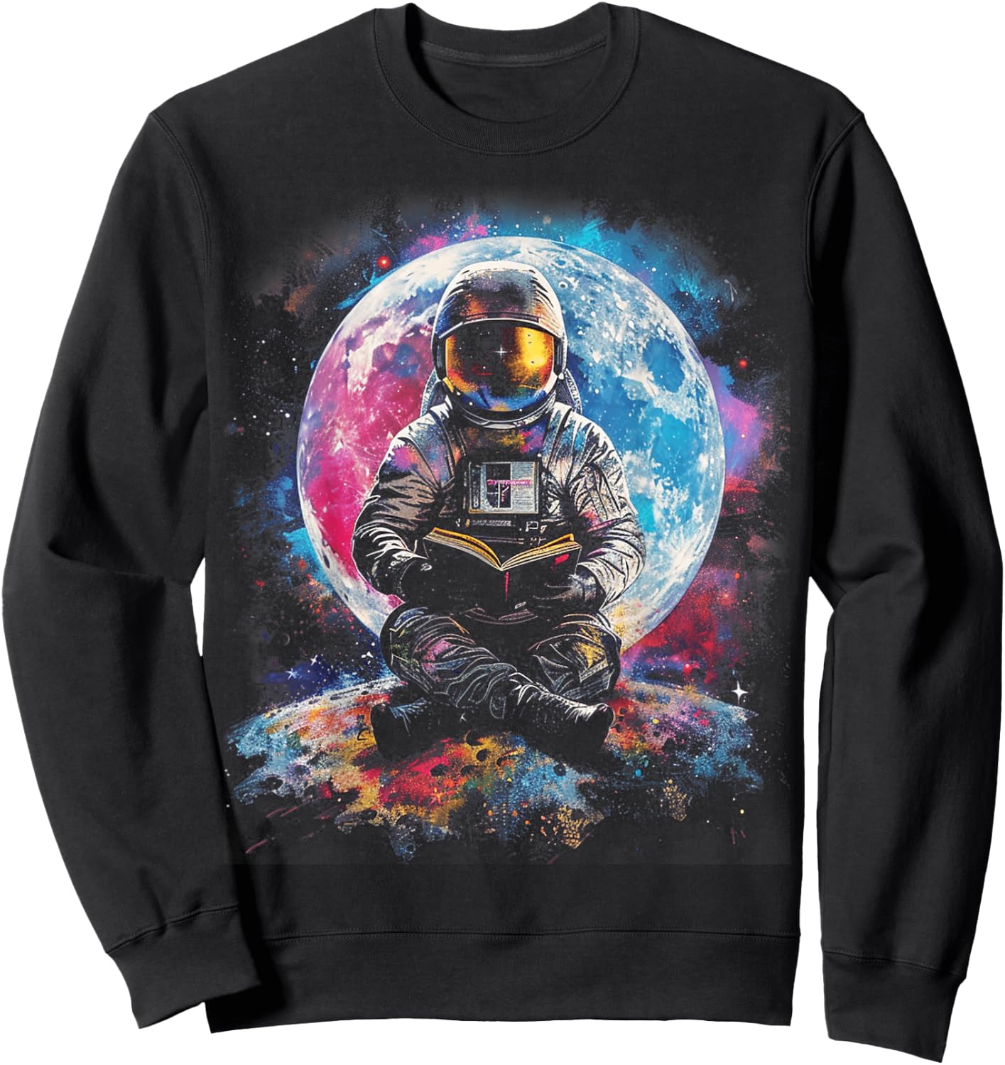 Book Lovers Cool Astronaut Reading Books In Space Kids Sweatshirt - Sweatshirt | Black