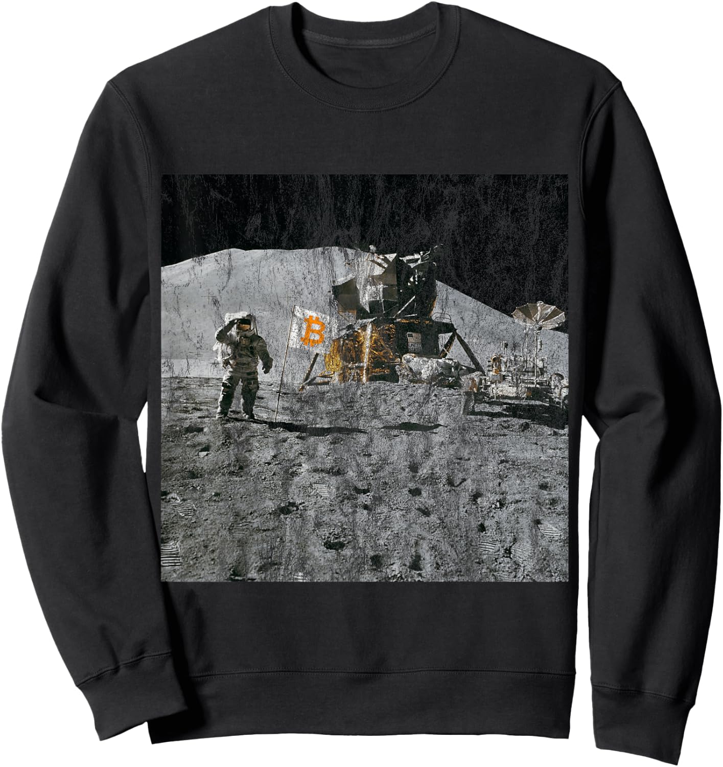 Real Photo From 1969 Apollo 11 BTC Bitcoin To The Moon Sweatshirt - Sweatshirt | Black