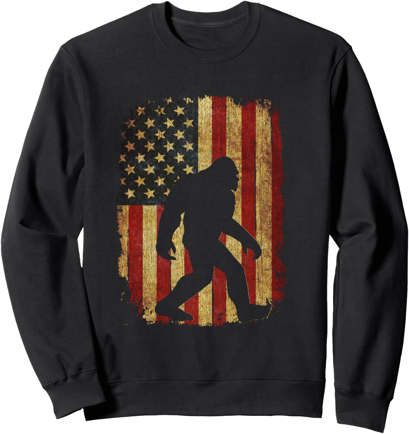 Vintage US Flag Bigfoot Hide and Seek Champion Bigfoot Sweatshirt - Sweatshirt | Black