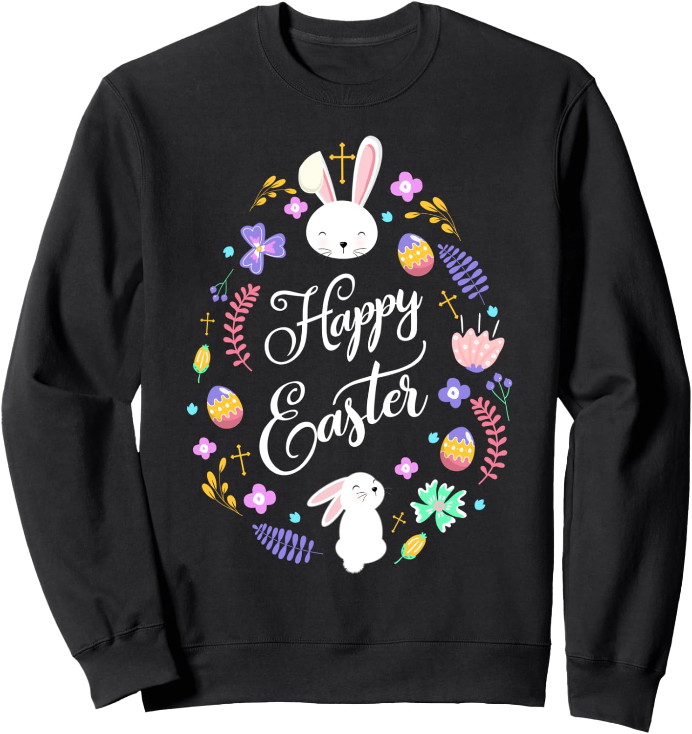 Happy Easter Christian Women Easter Gift Sweatshirt - Sweatshirt | Black