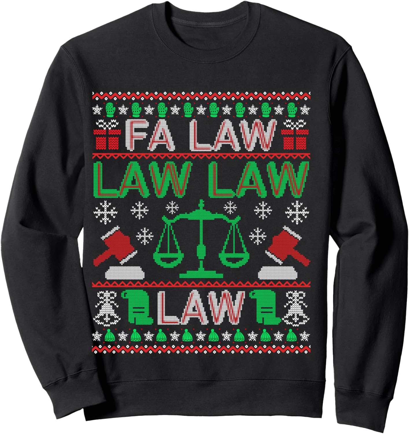 Fa Law Law Vintage Lawyer Ugly Christmas Sweater Funny Gift Sweatshirt - Sweatshirt | Black
