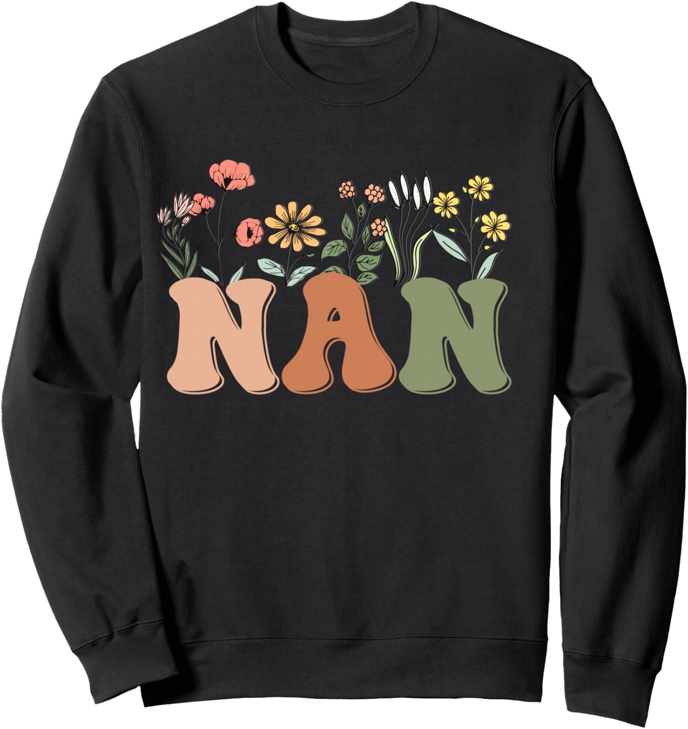 Wildflowers Nan Floral Mother's Day Nan Sweatshirt - Sweatshirt | Black