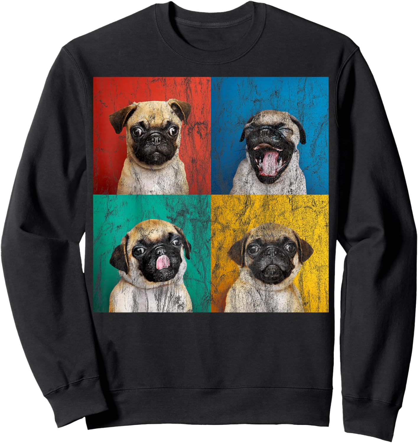 Pug puppy portrait photos Carlino for dog lovers distressed Sweatshirt - Sweatshirt | Black