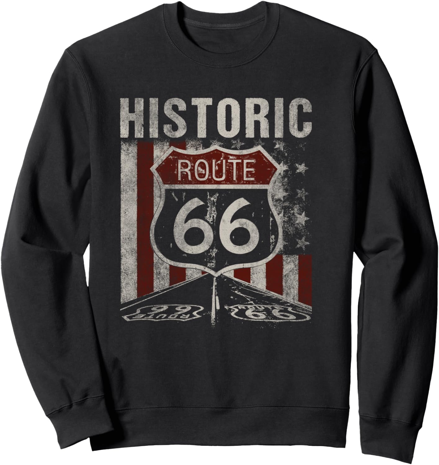 Historic U.S.A. Route 66 Highway Vintage America Road Sign Sweatshirt - Sweatshirt | Black