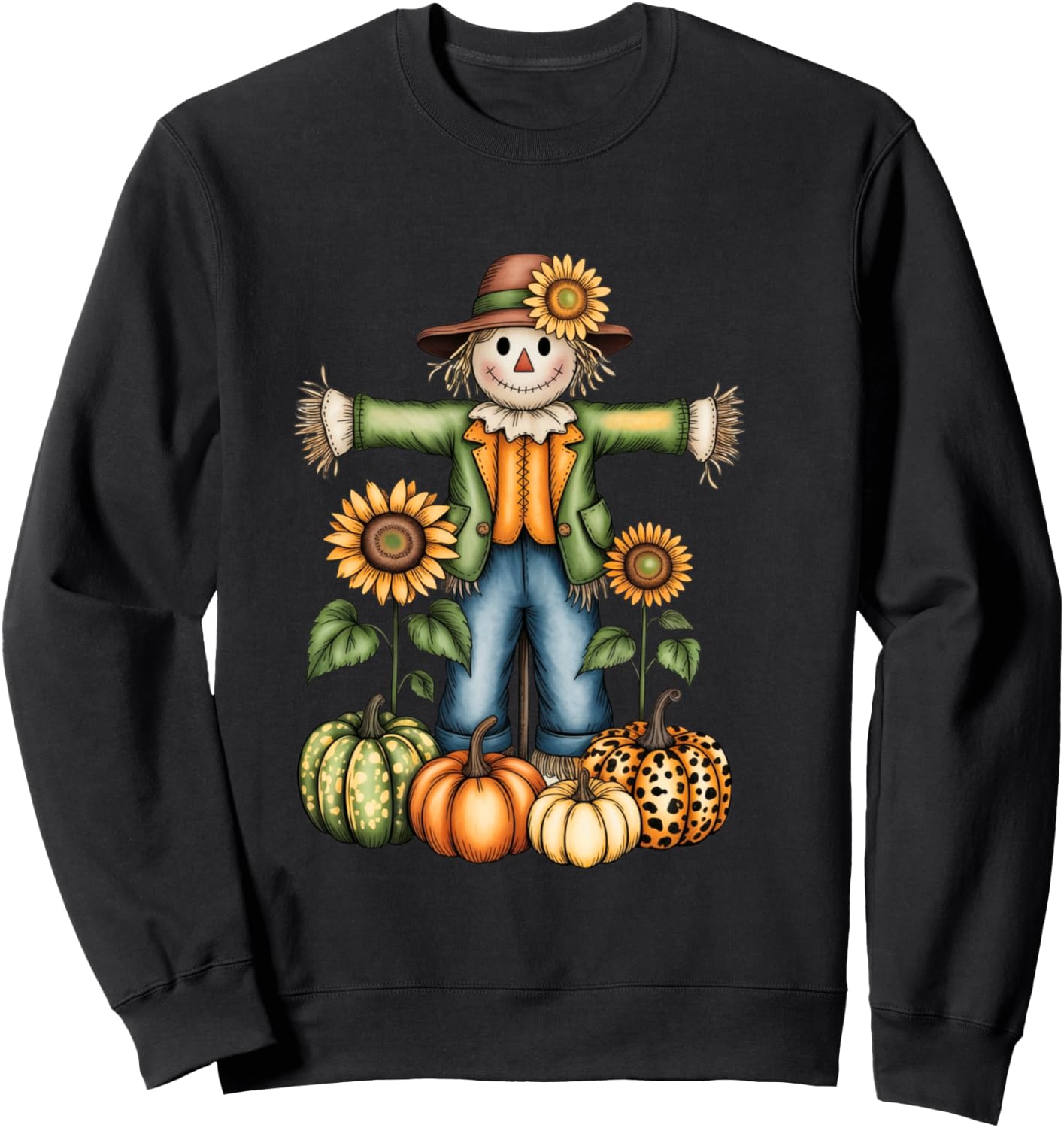 Funny Scarecrow Fall Season Autumn Gift Women Kids Sweatshirt - Sweatshirt | Black