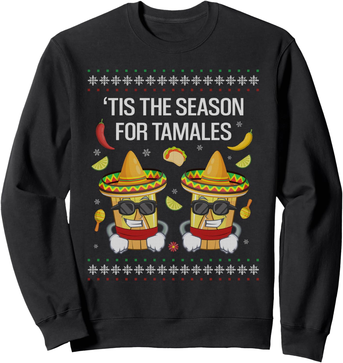 Tamales Ugly Christmas Sweaters Mexican Gifts Women Sweatshirt - Sweatshirt | Black