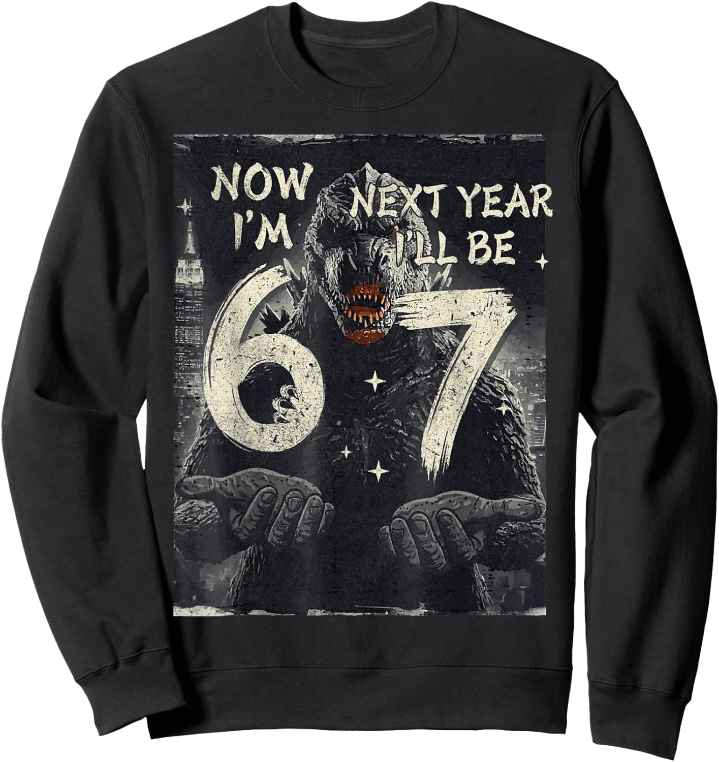 Now I'm 6 Next Year I'll Be 7 Japanese Monster 6th Birthday Sweatshirt - Sweatshirt | Black