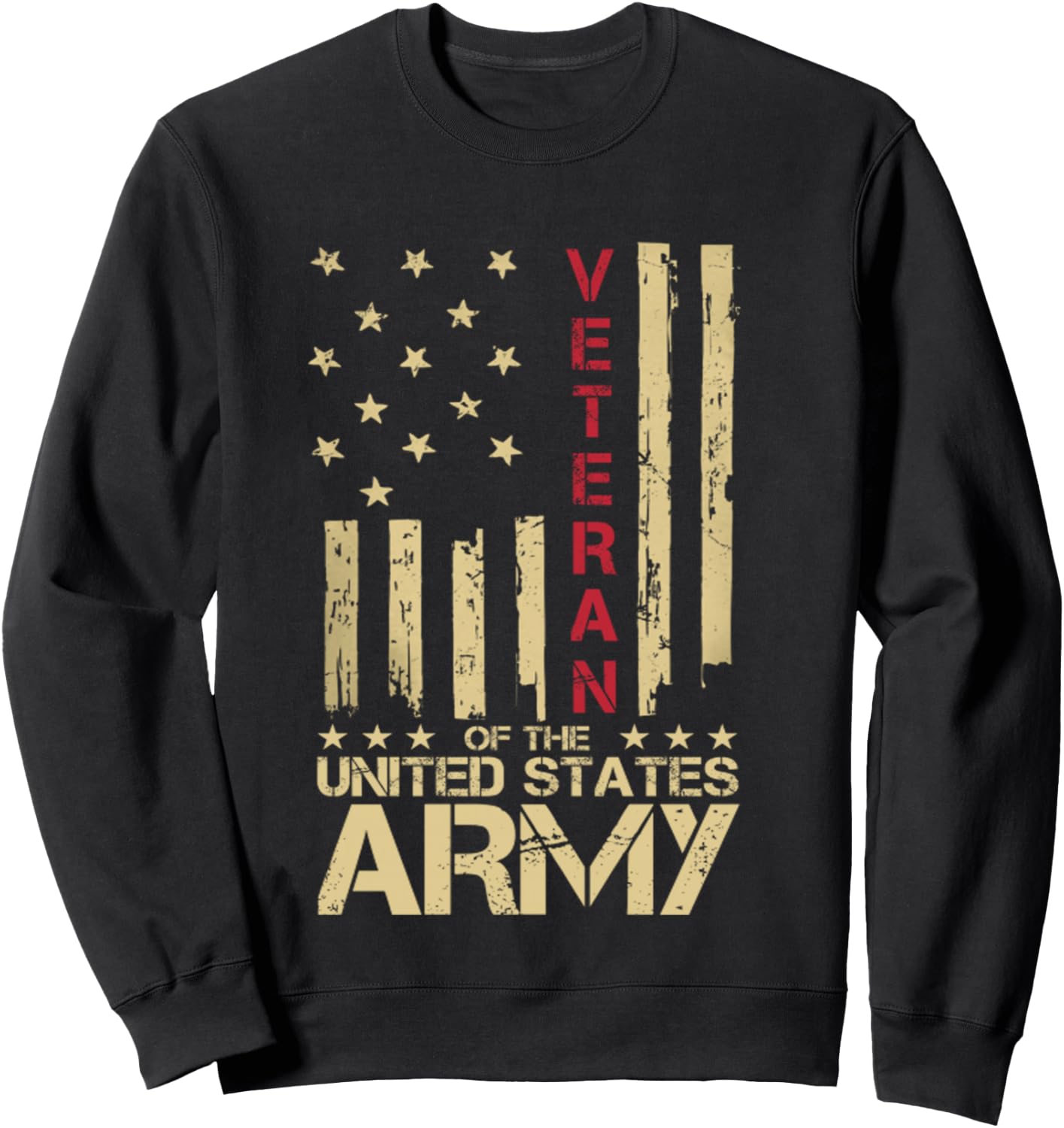 Patriotic U.S Army Veteran Red Line American Flag Vintage Sweatshirt - Sweatshirt | Black