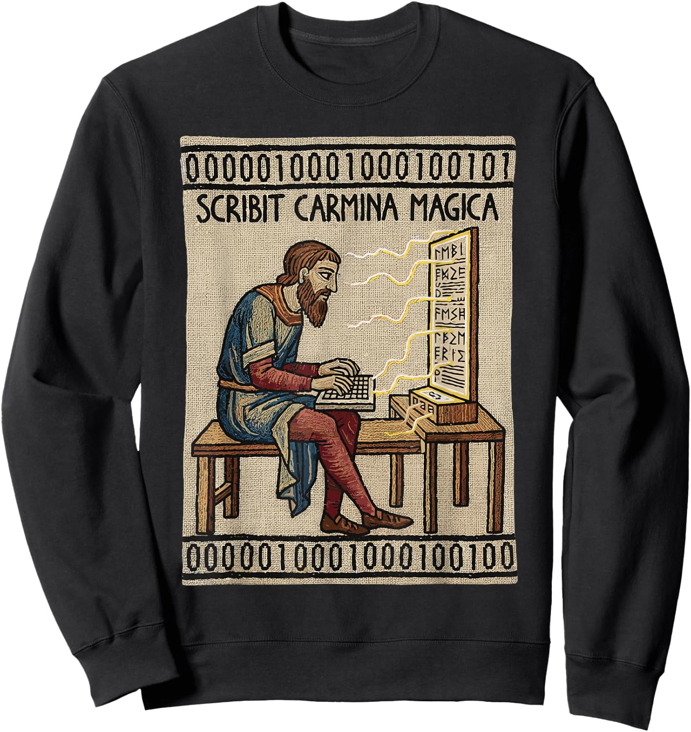 Programmer Enthralled Coding Ancient Medieval Tapestry Sweatshirt - Sweatshirt | Black