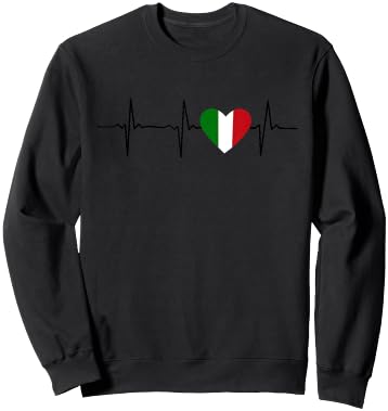 Italy Heartbeat Heart - Italy Heartbeat Sweatshirt - Sweatshirt | Black
