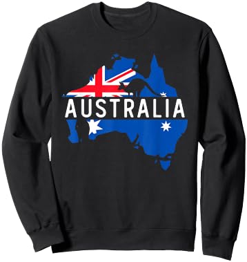 Australia Map Country Australian Kangaroo Aussie Melbourne Sweatshirt - Sweatshirt | Black