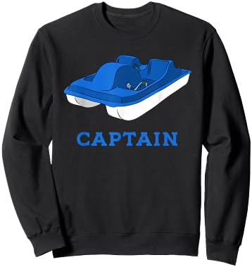 Blue and White Pedal Boat Captain Graphic Sweatshirt - Sweatshirt | Black