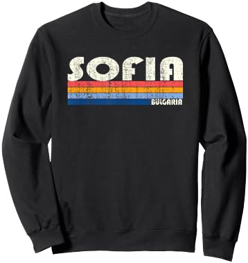 Retro Vintage 70s 80s Style Sofia, Bulgaria Sweatshirt - Sweatshirt | Black