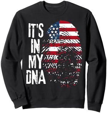 American fLAG It's In My DNA Fingerprint Patriotic USA Flag Women Kids Men Sweatshirt - Sweatshirt | Black