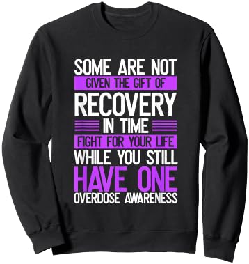 Overdose Awareness Fighter Purple Ribbon Drug Abuse Sweatshirt - Sweatshirt | Black