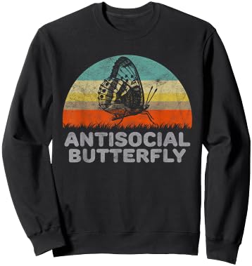 Funny Gifts For Introverts Antisocial Butterfly - Women's Black Small Classic Fit Short Sleeve Sweatshirt - Sweatshirt | Black
