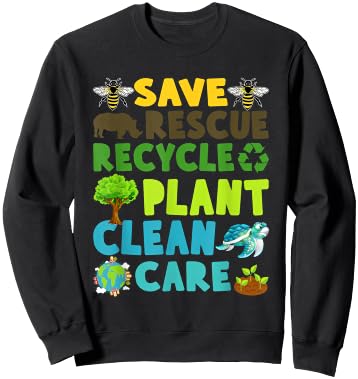 Save Bees Rescue Animals Recycle Plastic Earth Day Planet Sweatshirt - Sweatshirt | Black