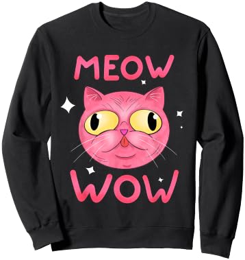 Cat Meow Wow Women Girls Kids Sweatshirt - Sweatshirt | Black