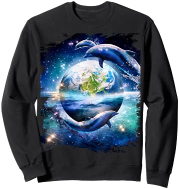 Galaxy Dolphin Dolphins In Space Earth Sweatshirt - Sweatshirt | Black