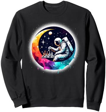 Astronaut Playing Chess in Space Boys Girls Kids Sweatshirt - Sweatshirt | Black
