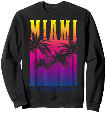 Miami Beach Retro Florida USA America Souvenir Gift Sweatshirt - Sweatshirt | Black