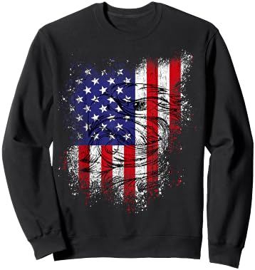 US Flag & Eagle 4th of July Shirt Patriotic Flag Distressed Sweatshirt - Sweatshirt | Black
