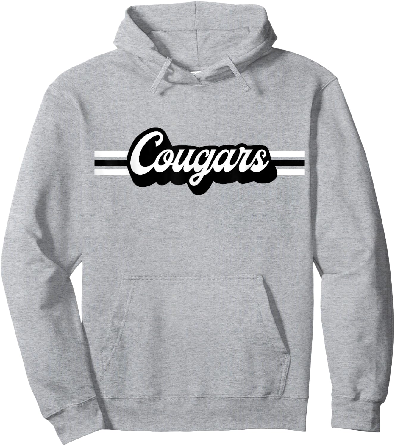 Retro Cougars Mascot, School Spirit, Cougar Sports Hoodie - Hoodie | Ash