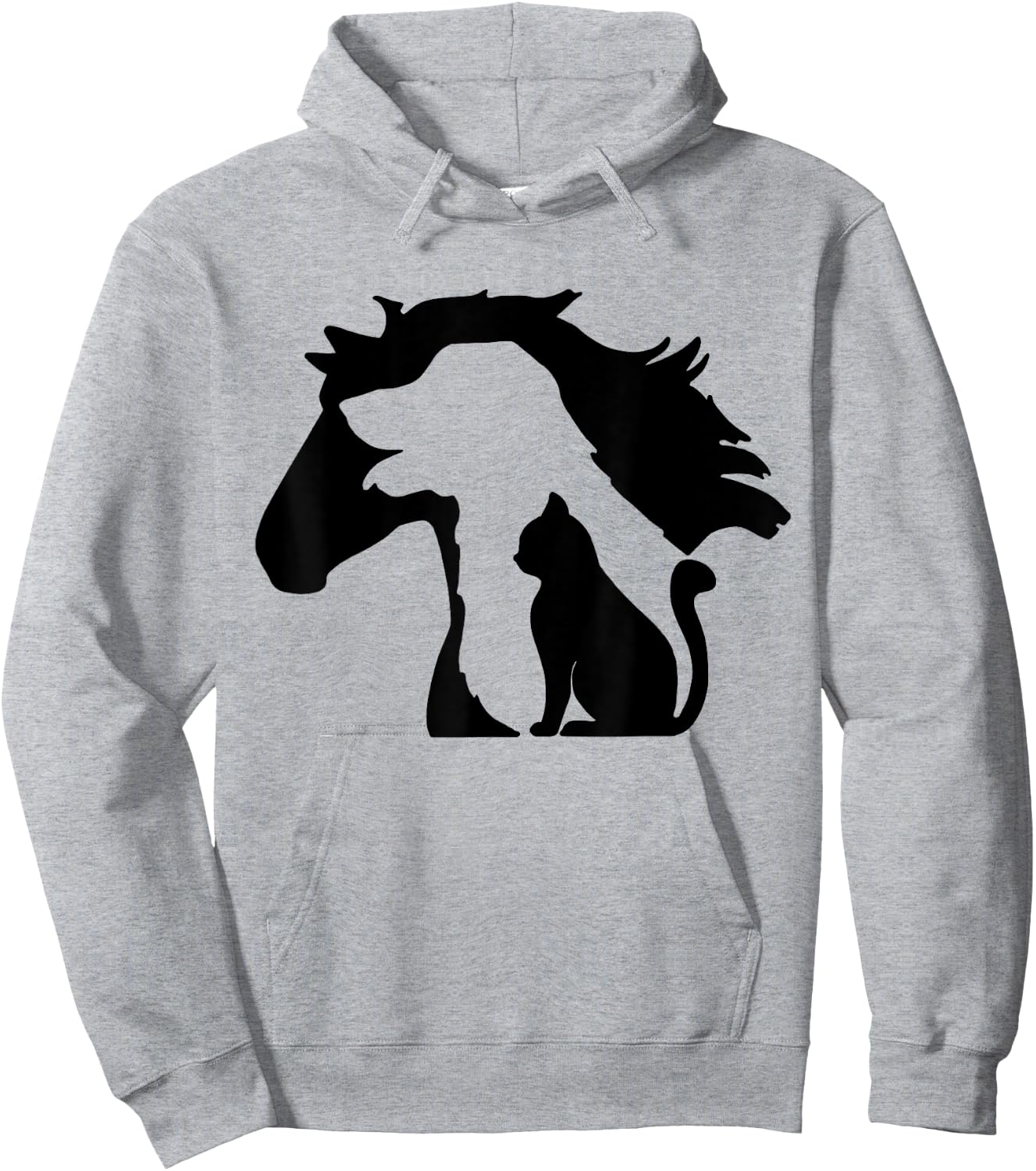 Cute Horse Dog Cat Lover Women Mother's Day Hoodie - Hoodie | Ash