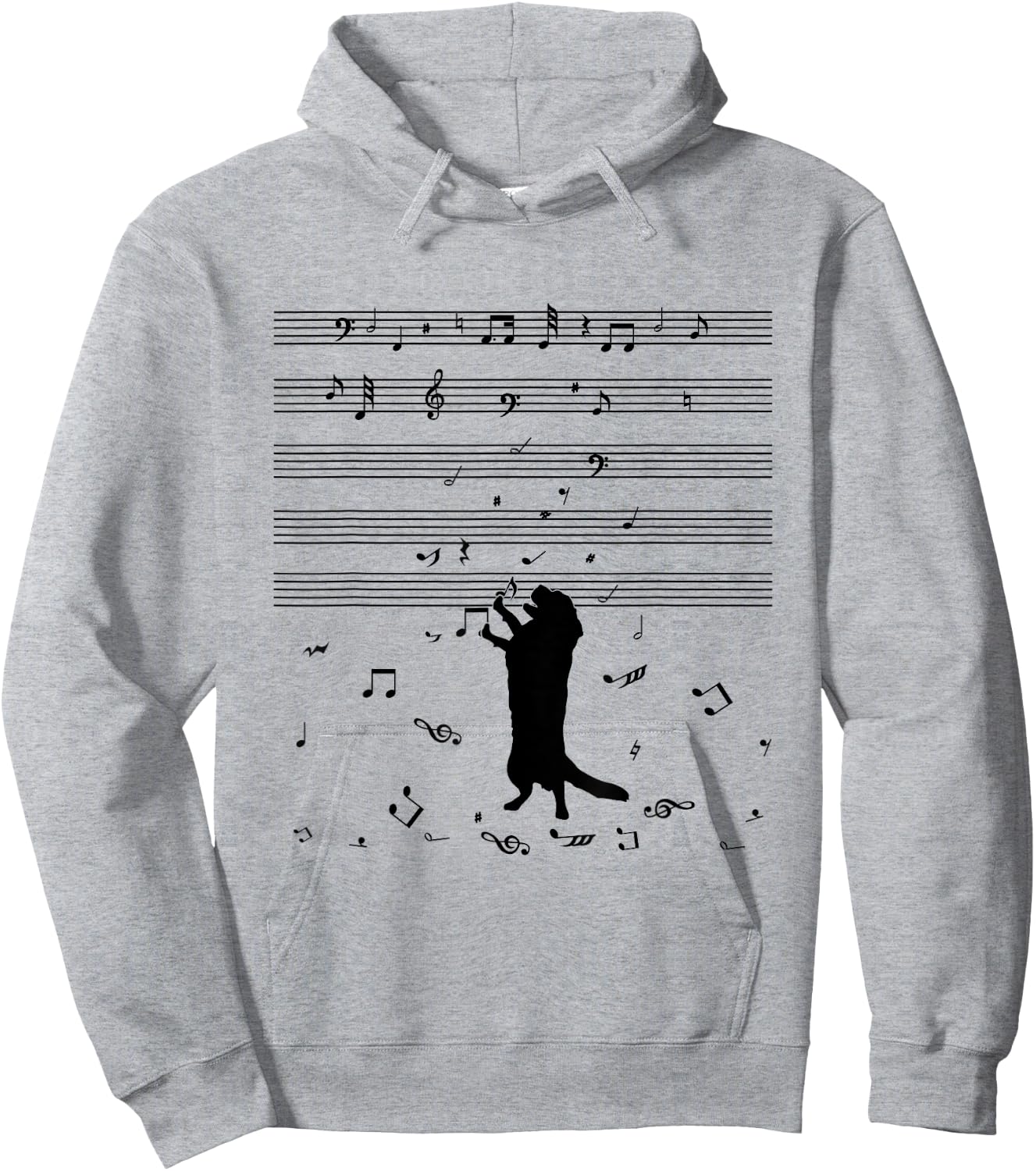 Dog Music Notes Treble Clef Dog Holder & Musicians Hoodie - Hoodie | Ash