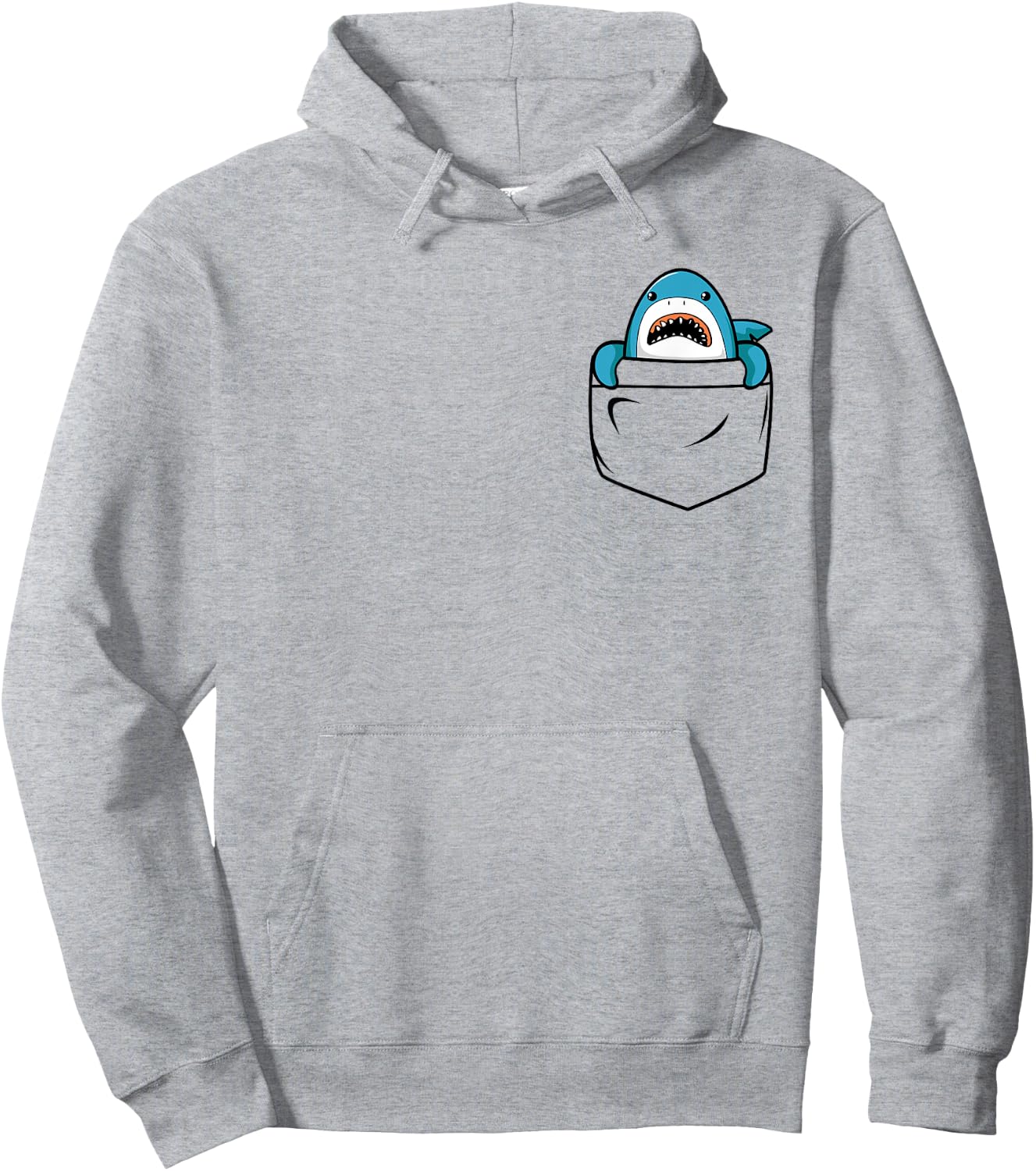 Shark in a Pocket Funny Ocean Vintage Cute Shark Lover Hoodie - Hoodie | Ash