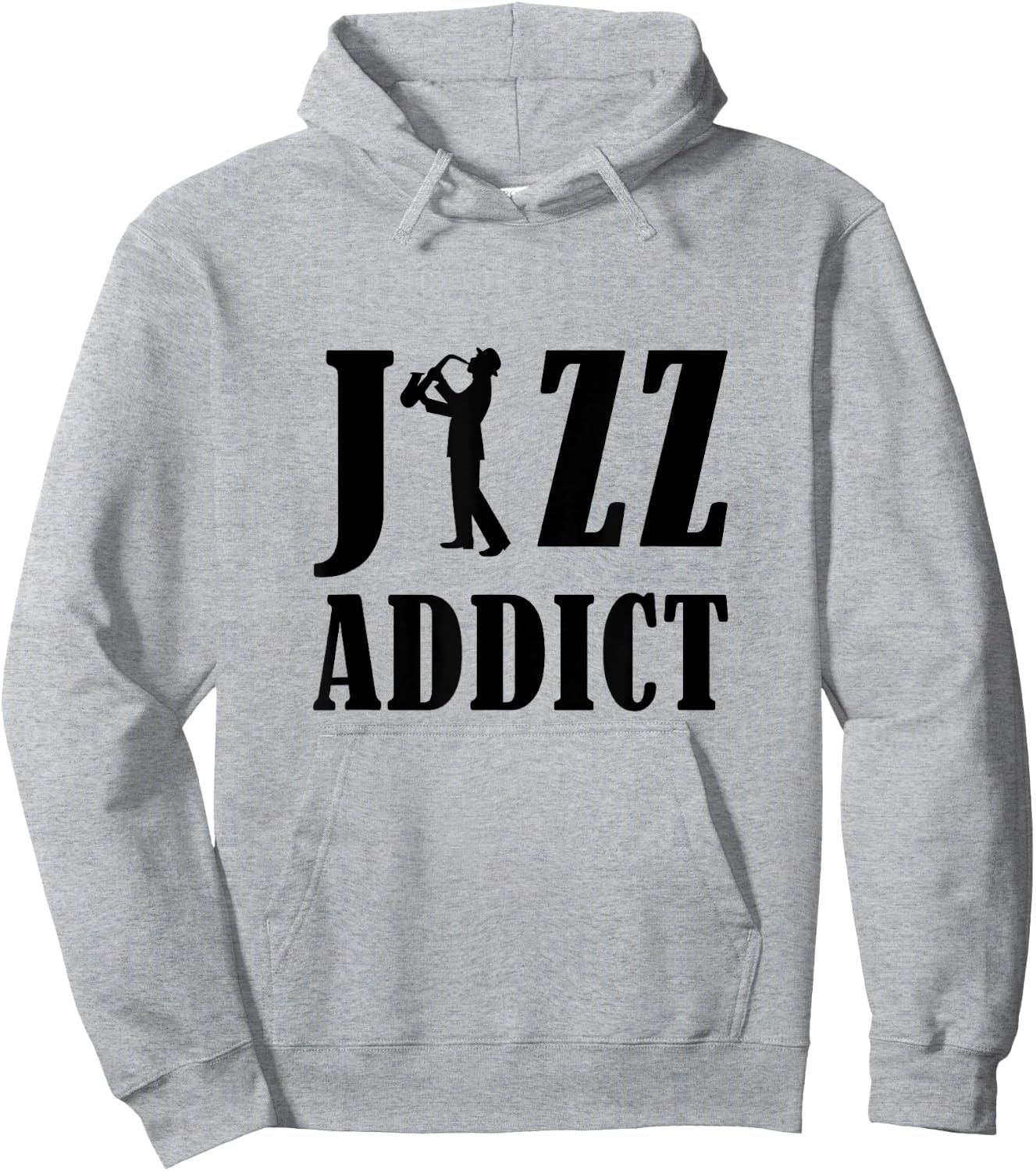 Funny Suggestive Jazz Addict Playing Saxophone Text Outline Hoodie - Hoodie | Ash