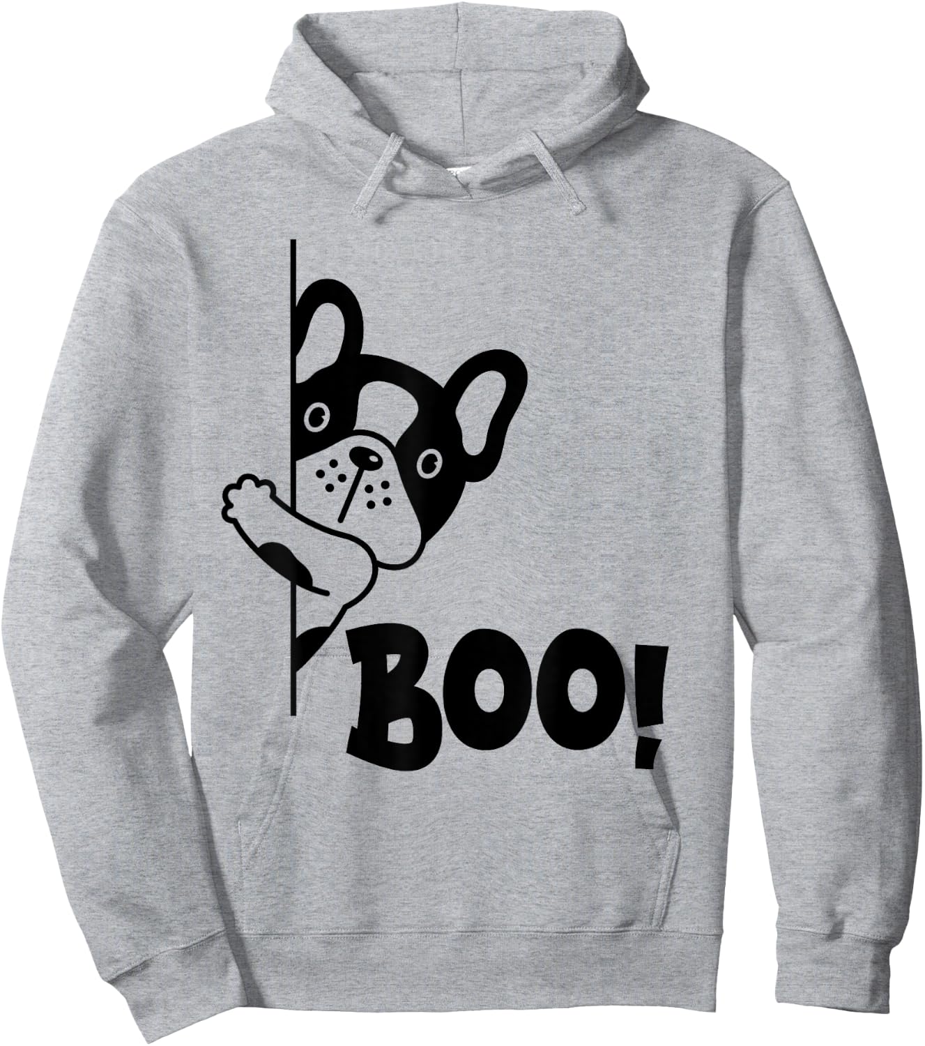 Boo! | Funny Hiding Peekaboo Scary Halloween French Bulldog Men Women Kids Hoodie - Hoodie | Ash