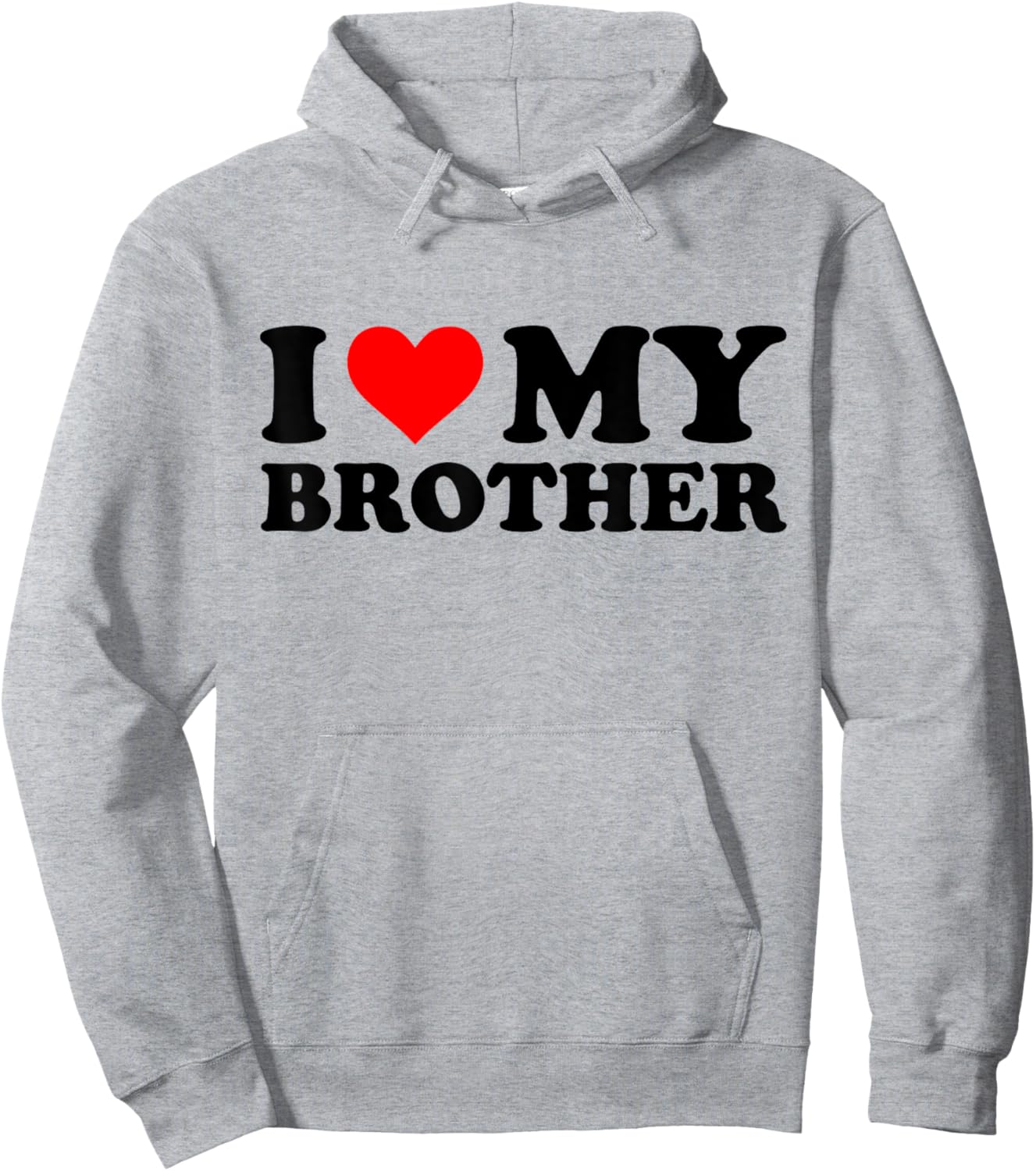 I Heart My Brother Funny Red Heart - I Love My Brother - -Adults - Grey - Small - Short Sleeve - Classic Fit - Cotton 60%, Polyester 40% Hoodie - Hoodie | Ash