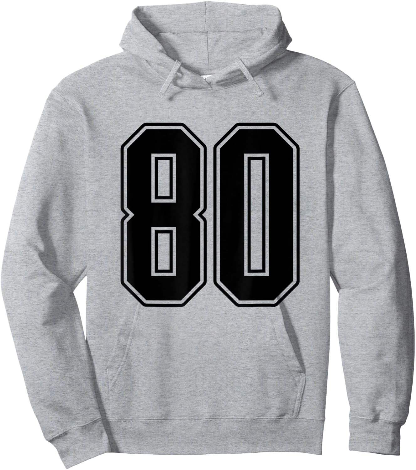 #80 Black Outline Number 80 Sports Fan Jersey Style Easy Hoodie - Hoodie | Ash