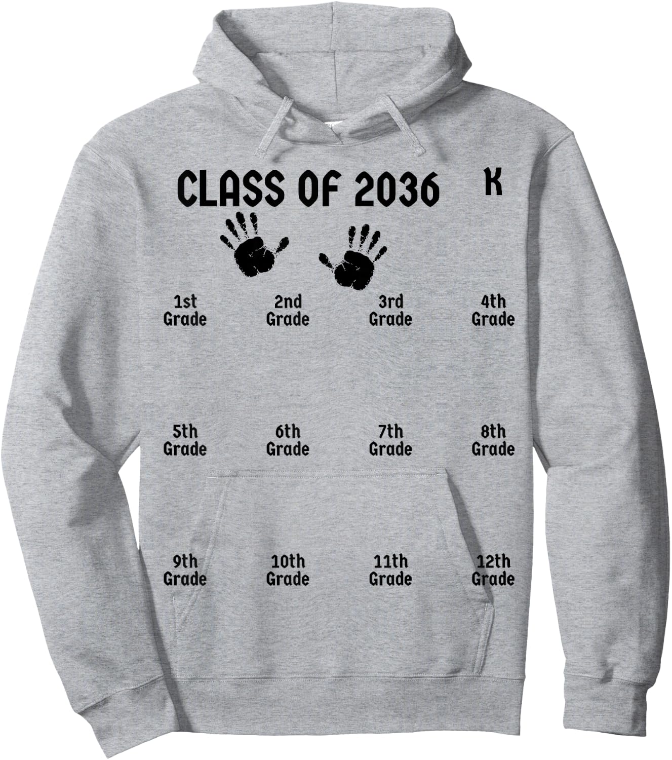 Class Of 2036 Grow With Me Shirt Handprint Graduation Gifts Hoodie - Hoodie | Ash