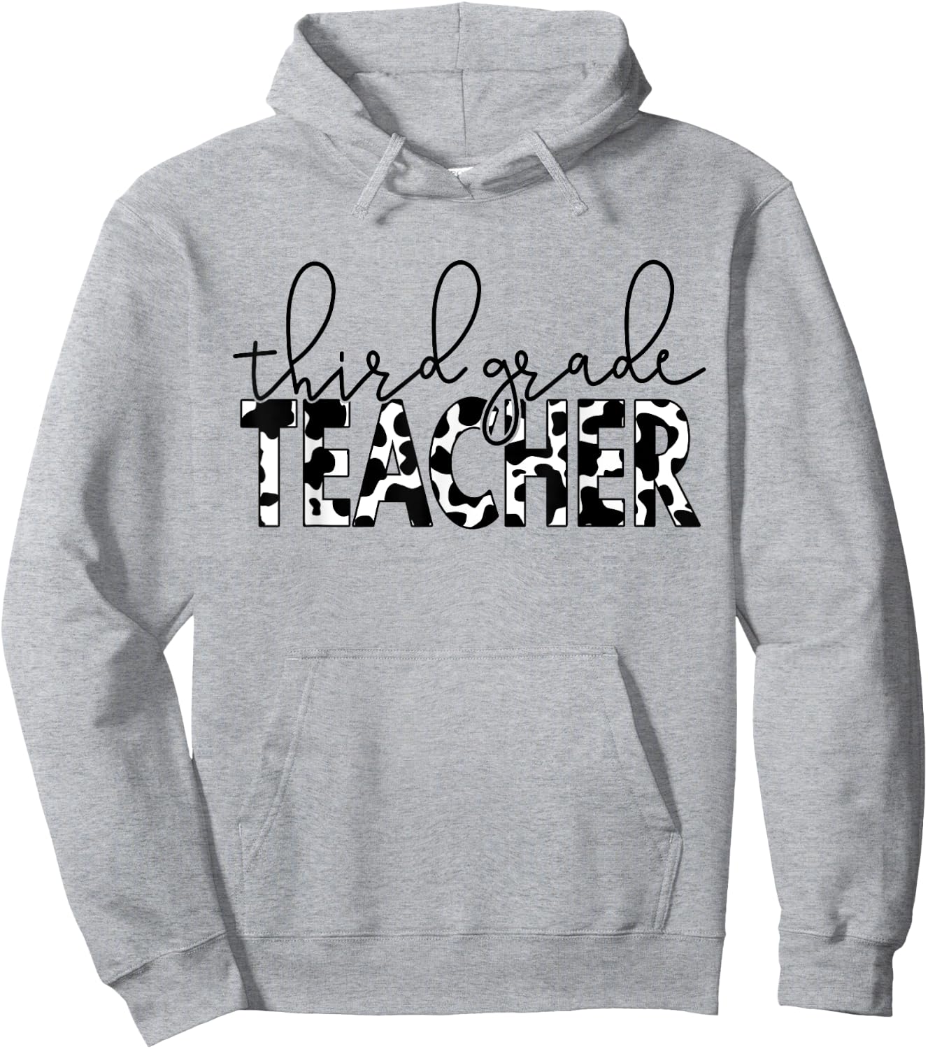Cow Print 3rd Grade Elementary School Third Grade Teachers Hoodie - Hoodie | Ash